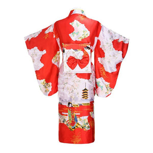 Kimono traditionnel japonais femme rouge | Josei to higasa