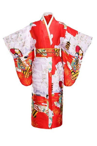 Kimono traditionnel japonais femme rouge | Josei to higasa