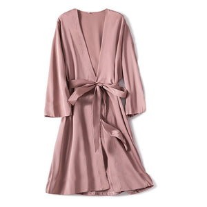 Kimono de nuit satin femme rose | Yunaiteddo
