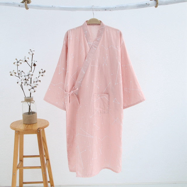 Kimono de nuit femme rose | Jiometori