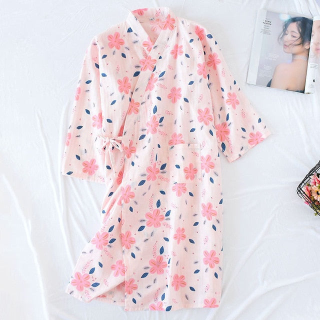 Kimono de nuit femme rose | Kaga