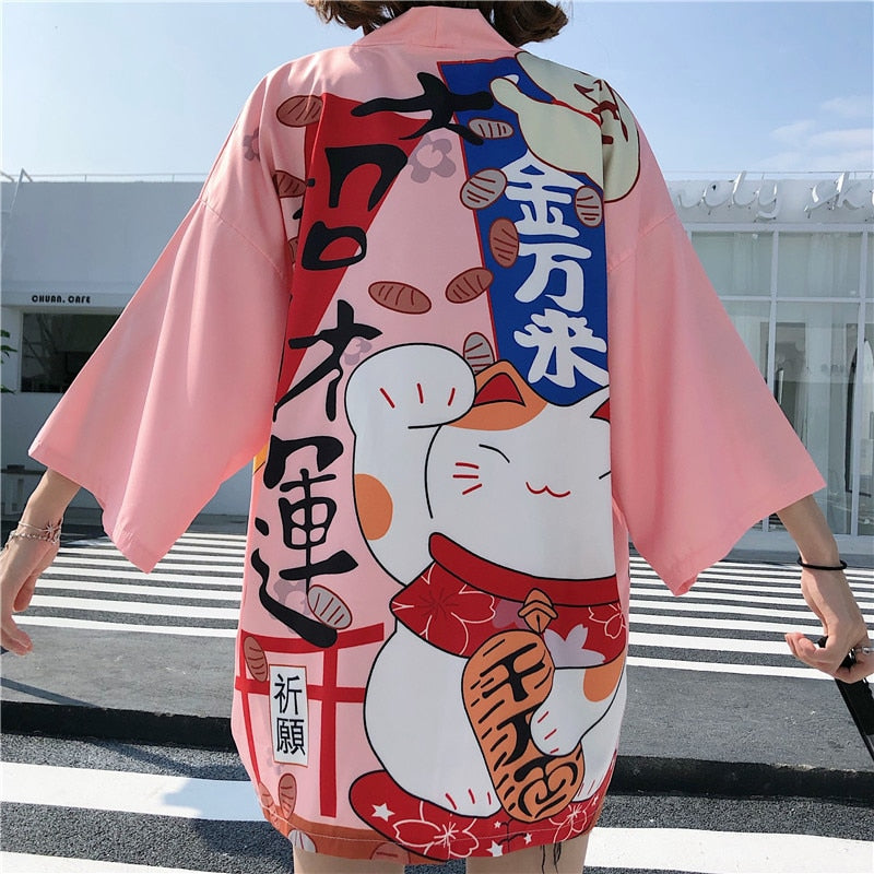 Kimono court japonais femme rose | Neko