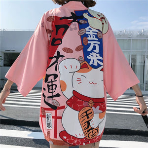 Kimono court japonais femme rose | Neko