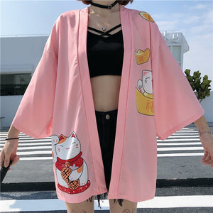 Kimono court japonais femme rose | Neko