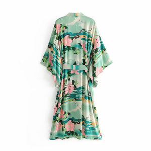 Kimono long femme vert | Shizen