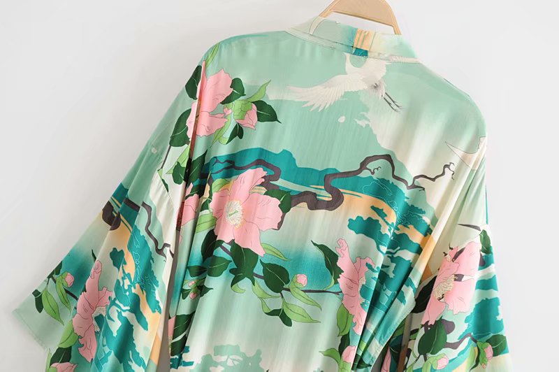 Kimono long femme vert | Shizen
