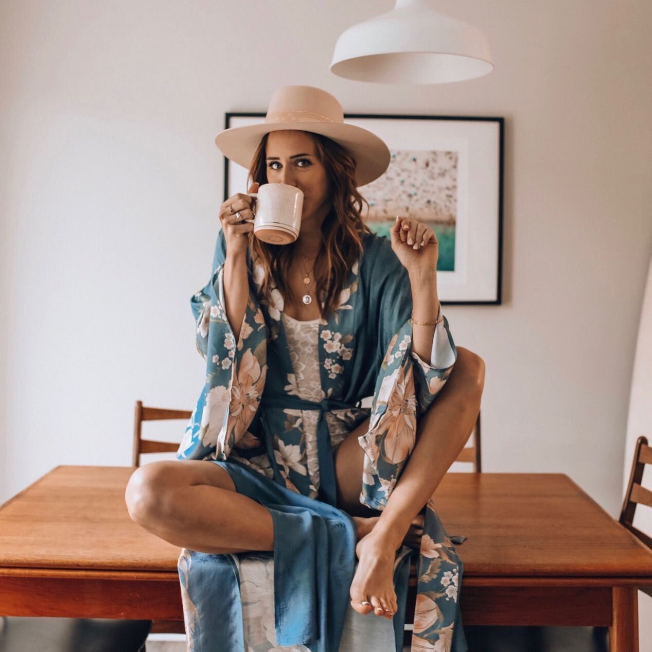 Kimono long femme bleu | Nihon no hana