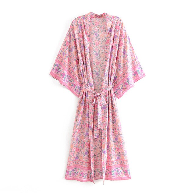 Kimono long femme fleuri | Suto rando