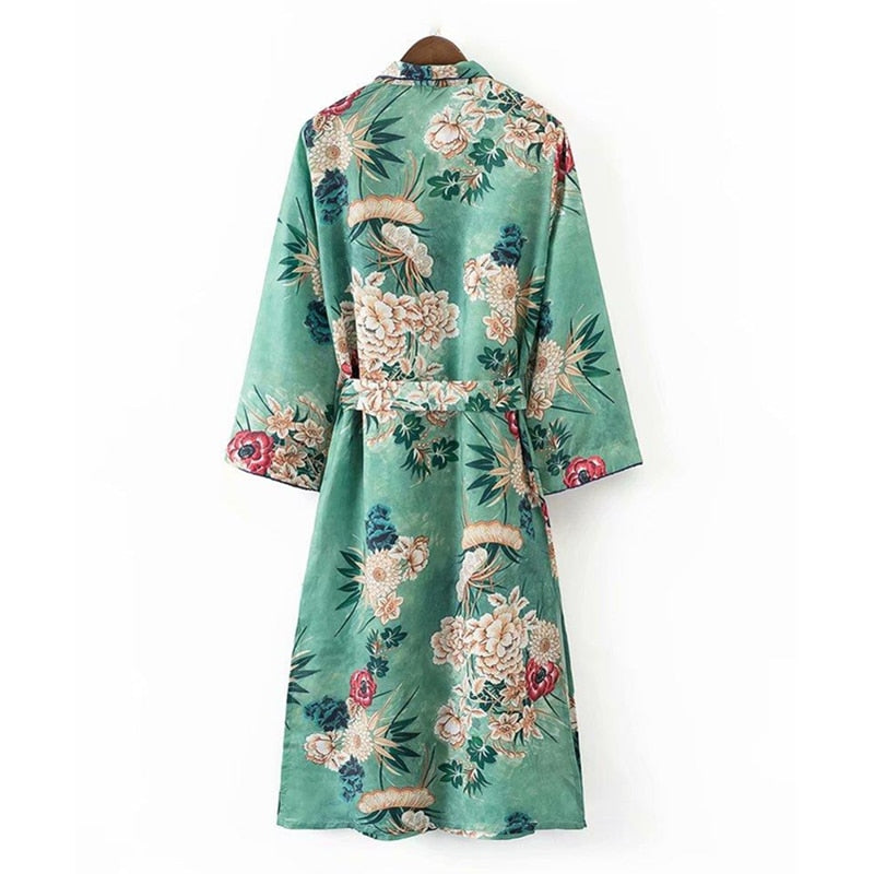 Kimono long japonais femme fleuri | Barokku hana