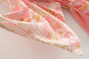 Kimono long femme fleuri rose | Hana no Koeda