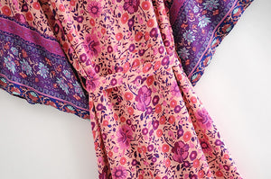 Kimono long femme bohème fleuri | Hana no
