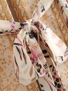 Kimono long femme fleuri beige | Utsukushī suto rando