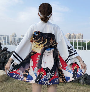 Kimono court japonais femme blanc | Ikari