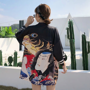 Kimono court japonais femme noir | Ikari