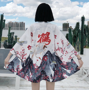 Kimono court japonais femme blanc | Yukiyama