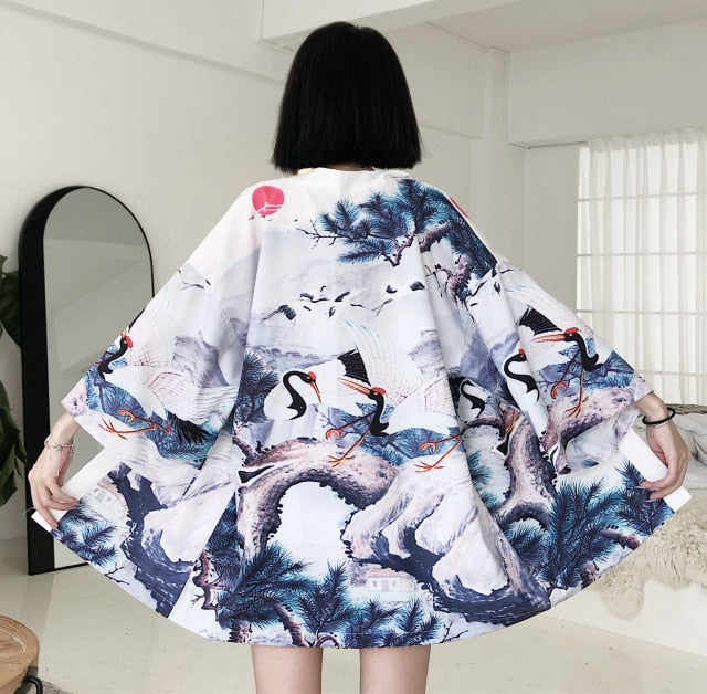 Kimono court japonais femme blanc | Sōsu