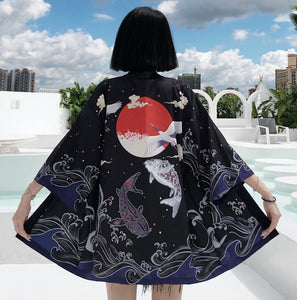 Kimono court japonais femme noir | Umi