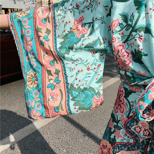 Kimono court femme bohème vert | Kyūkan