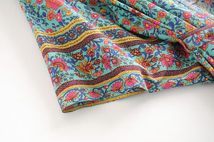 Kimono long femme fleuri bleu | Utsukushī hana