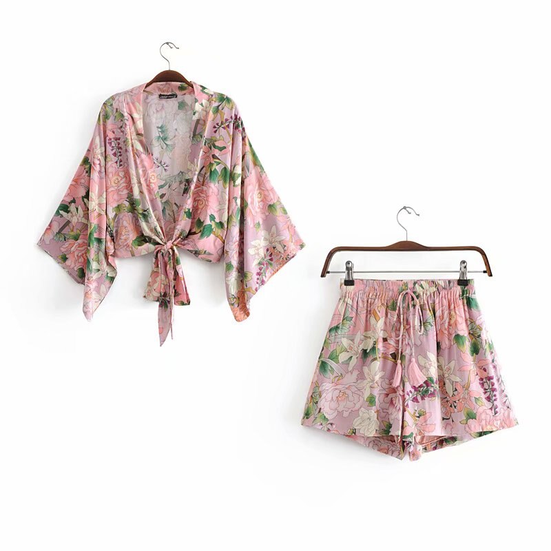 Kimono court femme rose | Nettai shokubutsu