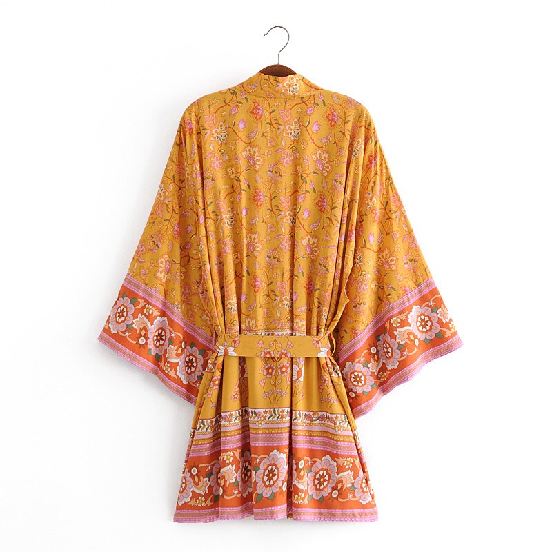 Kimono court femme fleuri | Suto rando