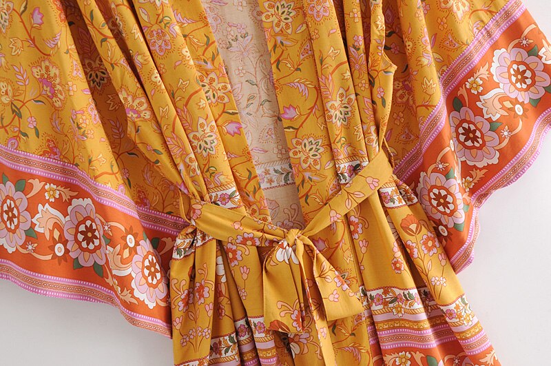 Kimono court femme fleuri | Suto rando