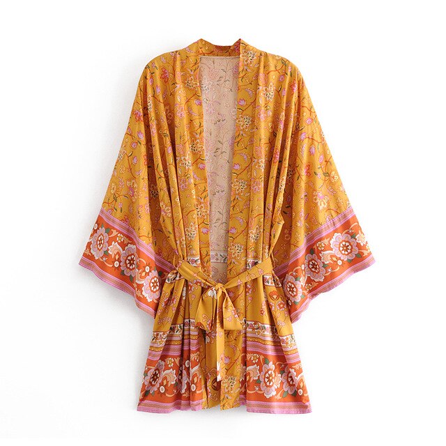 Kimono court femme fleuri | Suto rando