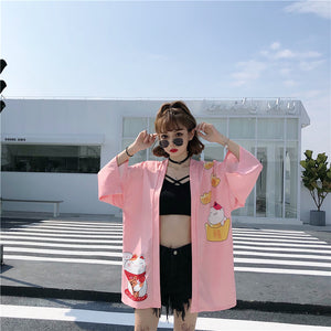 Kimono court japonais femme rose | Neko
