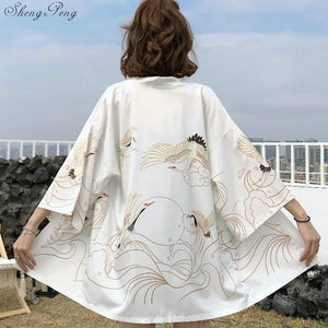 Kimono court japonais femme blanc | Tori no mure
