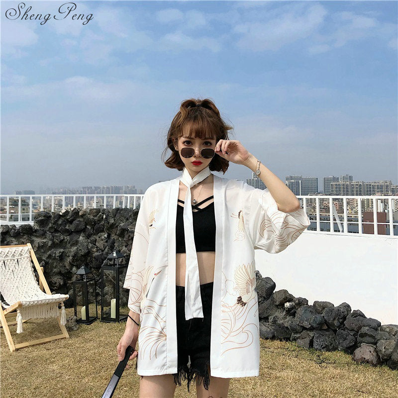 Kimono court japonais femme blanc | Tori no mure