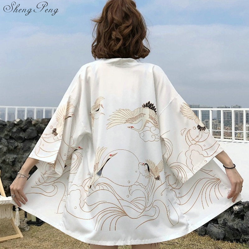 Kimono court japonais femme blanc | Tori no mure
