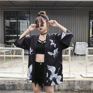 Kimono court japonais femme noir | Tori
