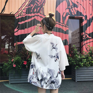 Kimono court japonais femme blanc | Tori