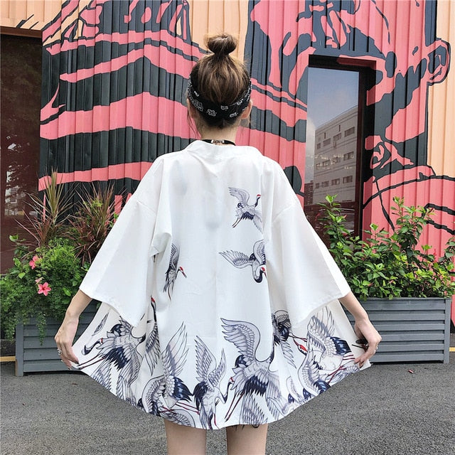 Kimono court japonais femme blanc | Tori