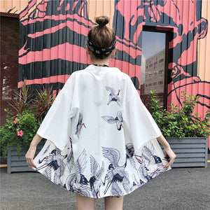 Kimono court japonais femme blanc | Tori