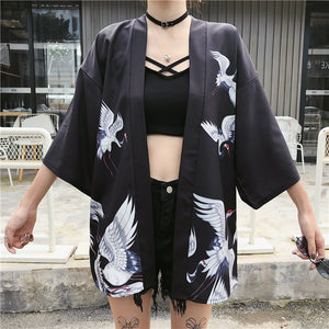 Kimono court japonais femme noir | Tori