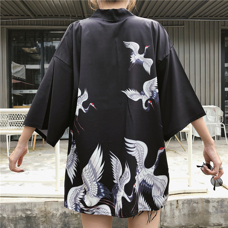 Kimono court japonais femme noir | Tori