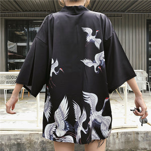 Kimono court japonais femme noir | Tori