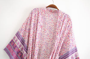 Kimono long femme fleuri rose | Sōshoku-hin