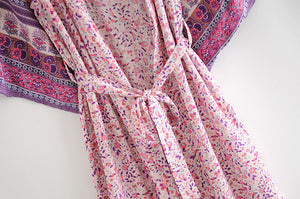 Kimono long femme fleuri rose | Sōshoku-hin