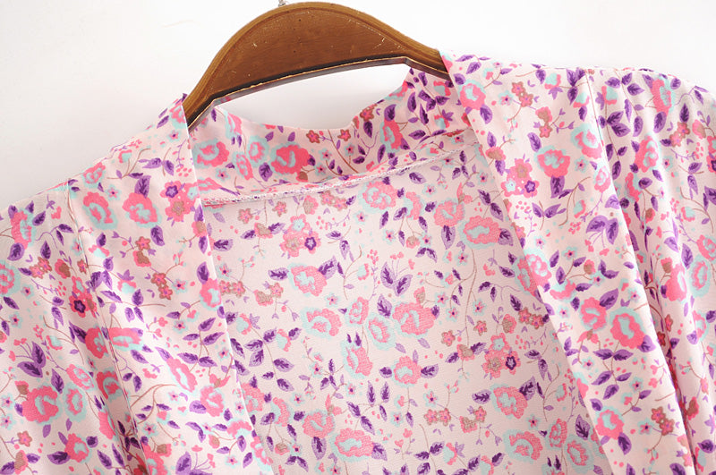Kimono long femme fleuri rose | Sōshoku-hin
