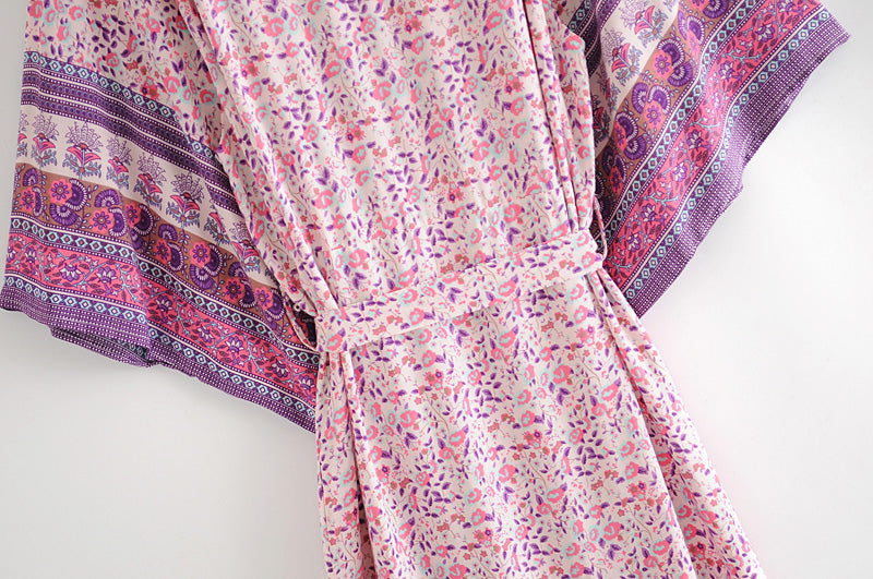 Kimono long femme fleuri rose | Sōshoku-hin