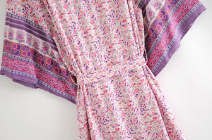 Kimono long femme fleuri rose | Sōshoku-hin