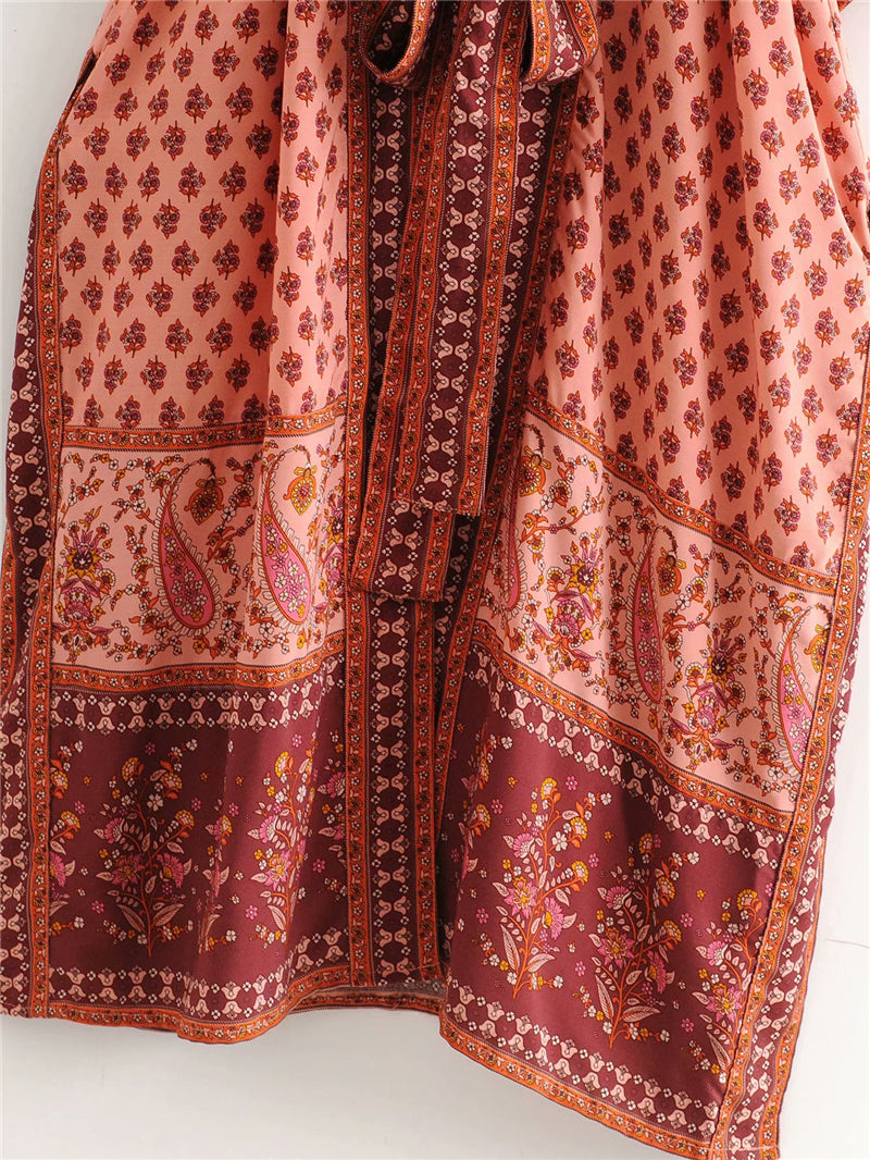 Kimono long femme bohème orange | Hanataba