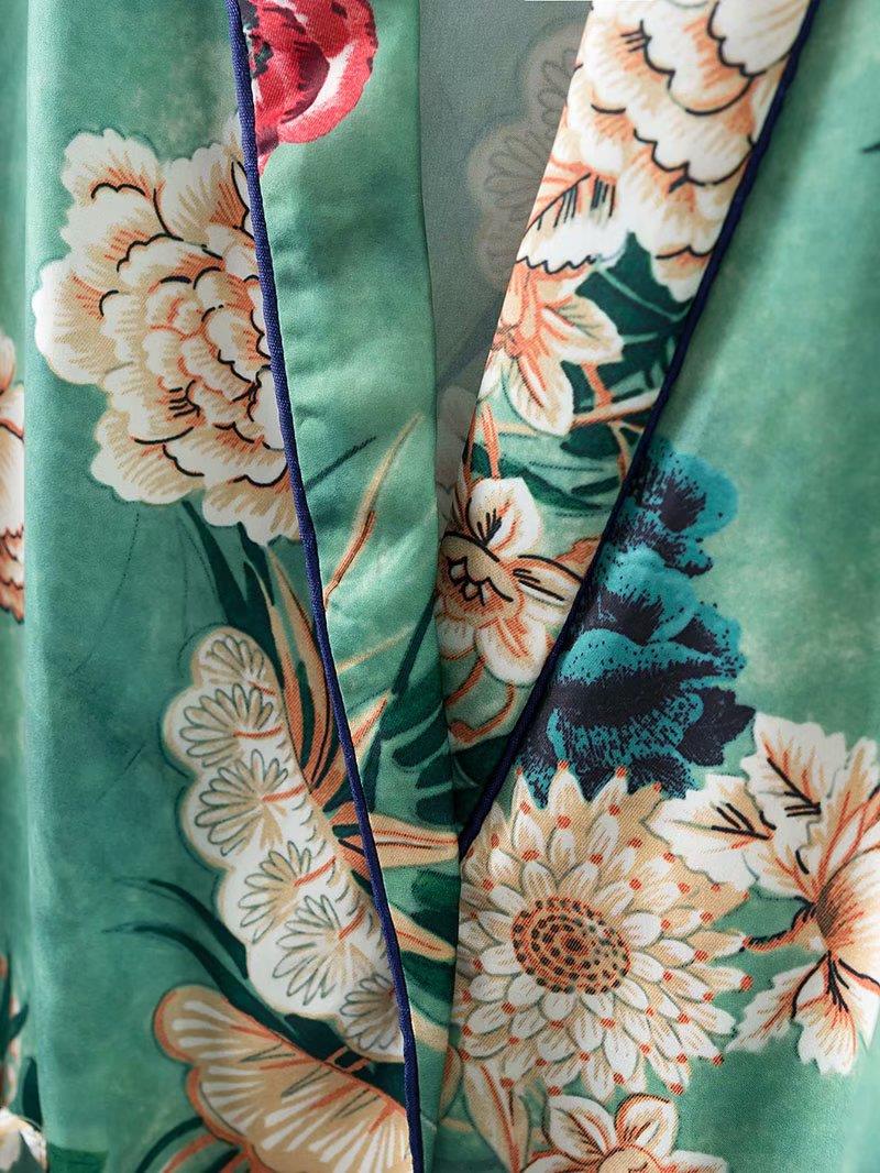 Kimono long japonais femme fleuri | Barokku hana