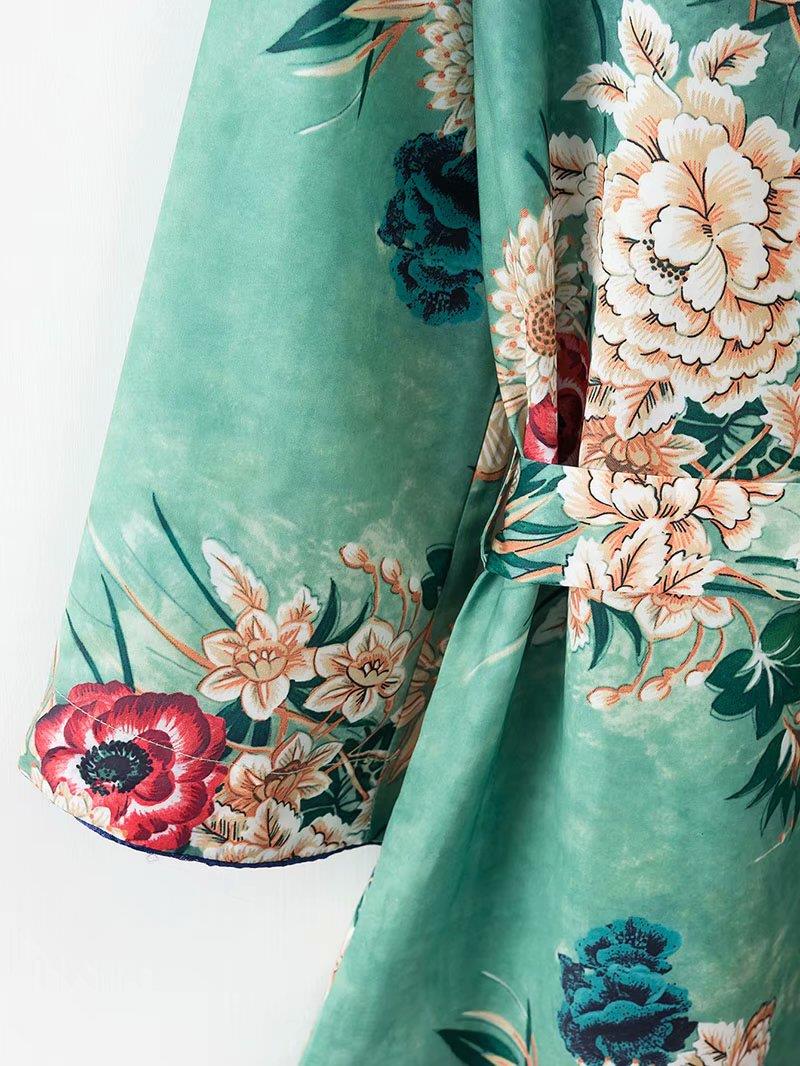 Kimono long japonais femme fleuri | Barokku hana