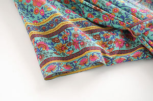 Kimono long femme fleuri bleu | Utsukushī hana