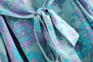 Kimono long femme fleuri bleu | Suto rando
