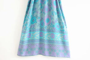 Kimono long femme fleuri bleu | Suto rando