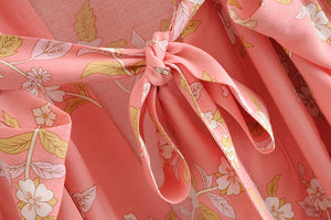 Kimono long femme fleuri rose | Hana no Koeda